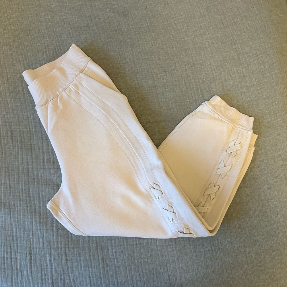 Lululemon Athletica Cream Track Pants with Side Detail